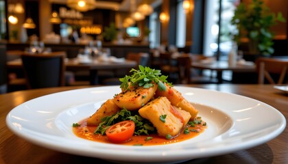 a vibrant meal presented in a modern dining environment