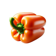 Isolated orange bell pepper fresh vegetable sweet pepper capsicum annuum food on transparent background