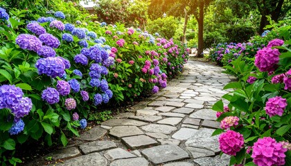 雨に濡れた紫陽花・梅雨のイメージ