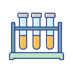Cartoon test tubes in a laboratory rack illustration