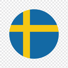 Obraz premium National horizontal Flag of Sweden Country vector design and illustration on tranceparent background, eps10