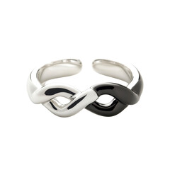 Elegant Black and Silver Intertwined Knot Adjustable Ring