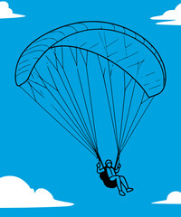 Paraglider in sky clipart