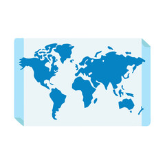 World map on parchment background in clean flat style