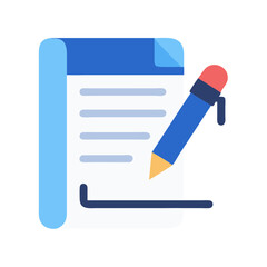 Blue notepad with lines and pencil for stock image