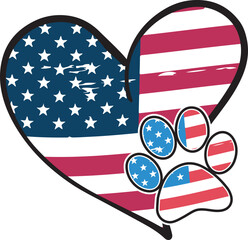 American Flag Patriotic Dog Lover 4th of July T-Shirt Design