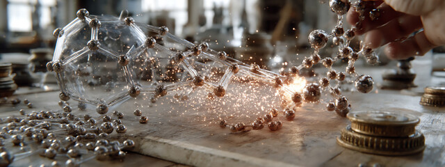 a smartphone screen showing a virtual puzzle that the user is solving by manipulating digital elements overlaid on a real table. engaging ar gameplay.