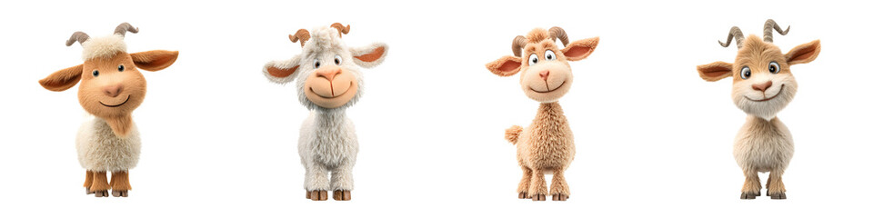 Naklejka premium Charming Cartoon Goats - Perfect for Children's Illustrations, Farm Themes, or Playful Designs