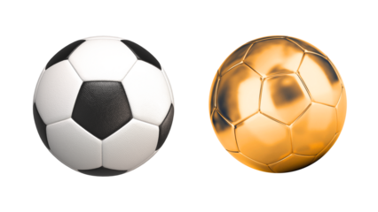 Golden Soccer Ball vs Regular Soccer Ball: An exciting comparison of a classic soccer ball and its golden counterpart, capturing the essence of the game.