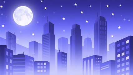 Naklejka premium Vector Illustration Abstract Background Night City Skyline