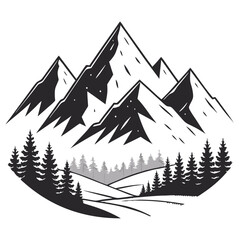Fototapeta premium mountains,snow-capped peaks,black and white,simple geometric shape,minimalist design,natural landscape