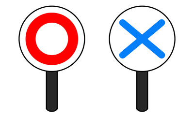 クイズに使用するまるばつの札のイラスト