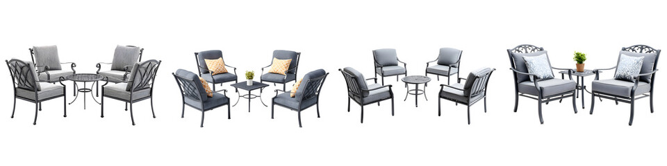 Elegant Outdoor Furniture Set - Perfect for Patios, Gardens, and Relaxation Spaces, Featuring Stylish Chairs and Tables