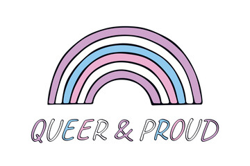 Colorful rainbow shape Intersex pride flag Happy pride day LGBTQIA community Pride Month Vector hand drawn doodle for posters, stickers, logo, cards