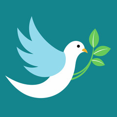 Stylized dove with a leaf in its beak vector illustration