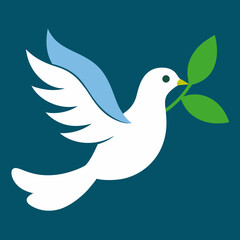 Stylized dove with a leaf in its beak vector illustration