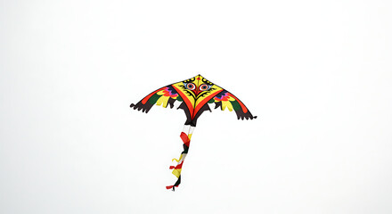 Vibrant kite soars high a joyful flight against a clear sky pure imagination taking wing