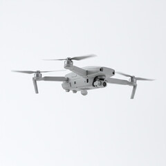 Silver Camera Drone on White Background