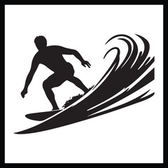 Surfing Silhouette Clipart Design