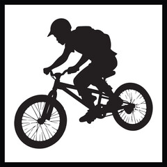 Fototapeta premium Black silhouette BMX clipart white background