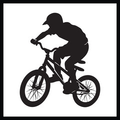 Obraz premium Black silhouette BMX clipart white background