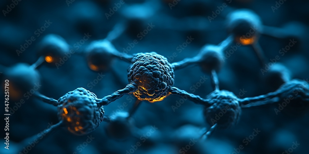 Wall mural abstract close up of a complex interconnected molecular structure