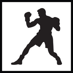 Naklejka premium Silhouette Boxing clipart white background
