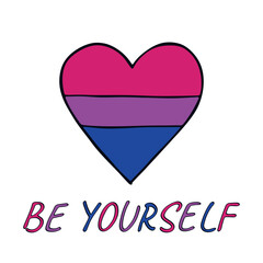 Colorful heart shape Bisexual pride flag Happy pride day LGBTQIA community Pride Month Vector hand drawn doodle for posters, stickers, logo, cards