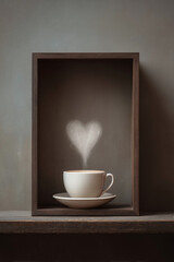 Heart Shaped Coffee in Wooden Frame