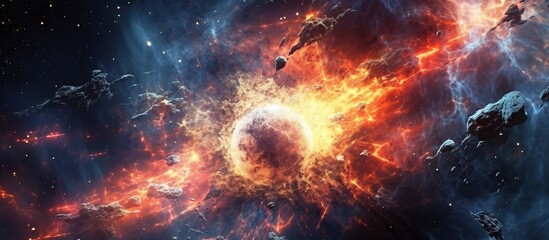 Explosion in space. Futuristic abstract background