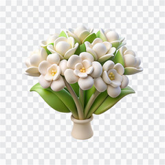 Peaceful White Bouquet Render | Elegant Floral PNG | Serene Wedding Flowers Illustration set 1