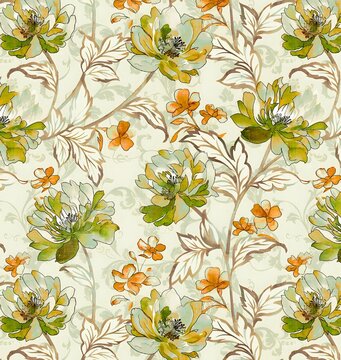 Watercolor seamless Floral Pattern