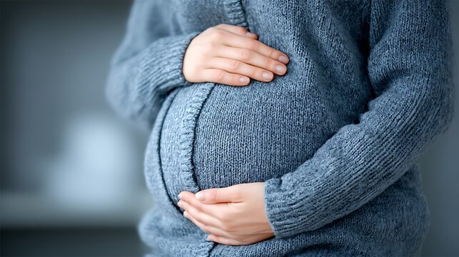 Expectant Mothers Gentle Embrace Pregnancy Joy.