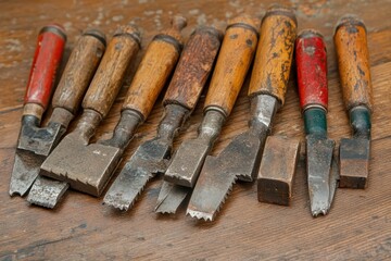 Collection of aged woodworking tools