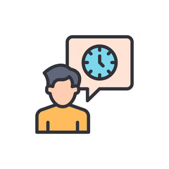 Time Management Thought Icon On Transparent Backdrop Person Schedule