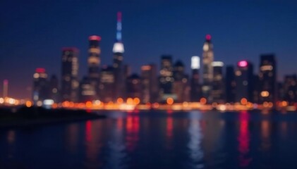 Obraz premium Abstract blurred city skyline at night, perfect for overlay or background , design, backdrop, metropolis