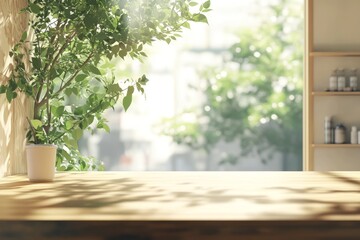 Fototapeta premium Sunny, tranquil, and bright workspace
