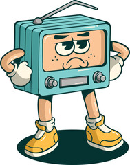 Cartoon Retro Radio Character Illustration