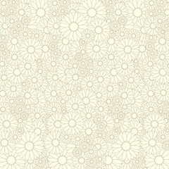 Seamless Floral Daisy Pattern – Hand-drawn Outline on  Pastel Background
