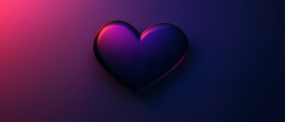 Smooth abstract heart shape with reflective highlights in deep blue and pink on a dark gradient background, ideal for website banners, backgrounds, fashion designs, advertisements, and print media.
