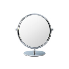 Fototapeta premium Modern Chrome Vanity Mirror on Stand, Empty Reflection