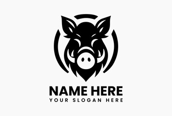 Detailed Wild Boar Head Vector Logo Silhouette. Classic Wildlife Motif
