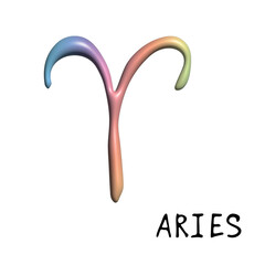 3d aries zodiac sign Esoteric symbol Astrology clipart Element for design