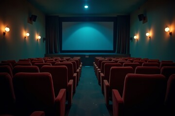 Empty cinema hall awaiting the show