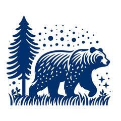 Fototapeta premium Majestic Winter Bear in the Forest A Stunning Nature Illustration