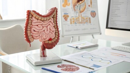 Obraz premium Anatomy model of the human digestive system in a doctor's office. Generative AI