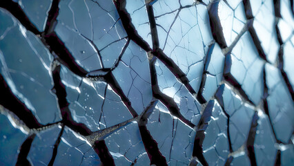 Abstract blue cracked wall texture background