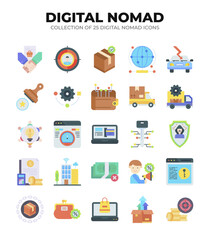 Digital Nomad Icons. A Collection of 25 Essential Icons for the Modern Remote Worker