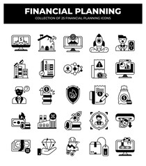 Financial Planning Icons: A Collection of 25 Essential Business and Finance Icons