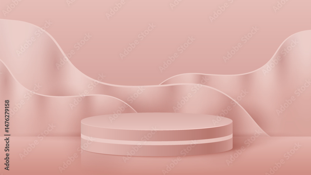 Sticker abstract minimal scene. minimal podium with soft material base. soft podium stages and product showc